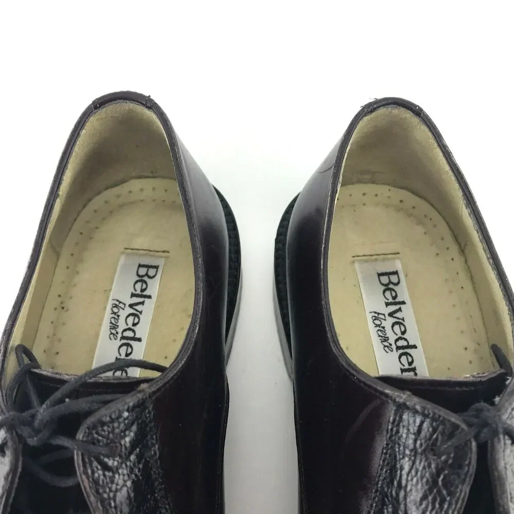 Belvedere Calf & Ostrich Oxford Mens Size‎ 10.5 M Brown Mahogany Split Toe